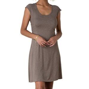 Toad & Co Sama Sama Brown Travel Dress Organic Cotton Neutral‎ Earthy Crunchy L
